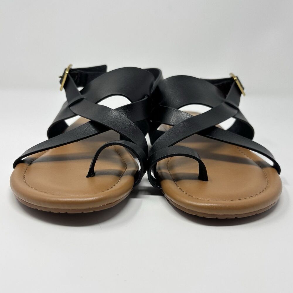Franco Sarto Gigi Strappy Womens US 10M Black Toe Loop Sandals - Picture 4 of 7